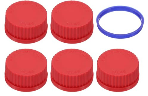 PATIKIL 5 tappi a vite GL45, 45 mm, in polipropilene, con tappo a vite, per bottiglie di vetro GL45, rosso