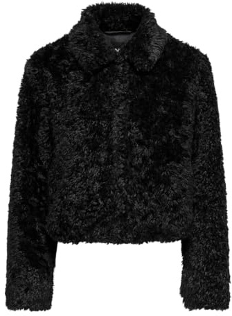 ONLY Short Jacket Onlginny Otw-Giacca Corta Teddy, Nero, M Donna