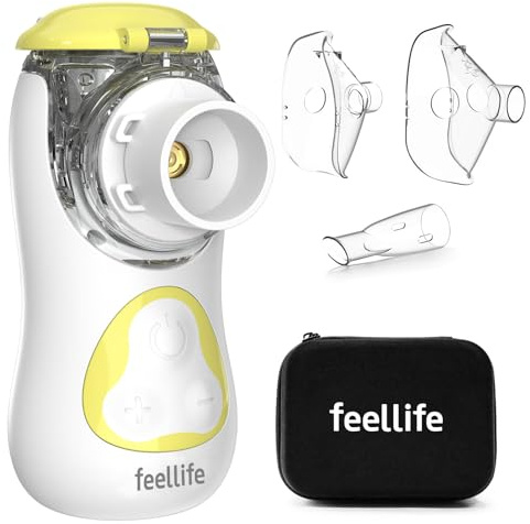 FEELLIFE Nebulisateur pour Enfant et Adultes, Rechargeable Nébuliseur Silencieux Taux d'Atomisation Réglable, Inhalateur Portable pour Traitement de la toux, de l'Maladies Respiratoires