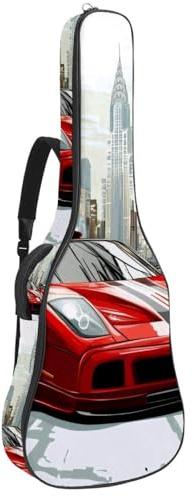Gitarrentasche in voller Größe, 101,6 cm, 104,4 cm, 106,7 cm, Tragetasche für E-Bass, klassische Gitarre, coole bunte Sportwagen, Mehrfarbig 04, 42.9x16.9x4.7 in, Lässiger Tagesrucksack