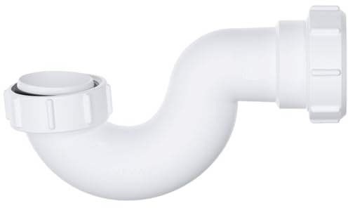Hulthor Siphon de baignoire facile à installer – 40 mm – Siphon à bonde peu profond pour baignoires et douches, blanc – 3,8 cm