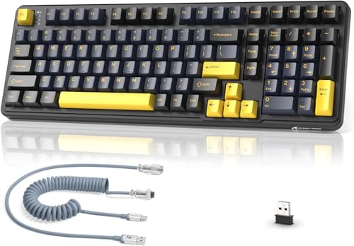 MAMBASNAKE Attack Shark X98 Clavier mécanique sans fil avec pavé numérique, interrupteur linéaire pré-lubrifié à montage à chaud, BT 5.0/2.4G/filaire, rétroéclairé RVB pour PC/tablette/PS5/Xbox - Noir