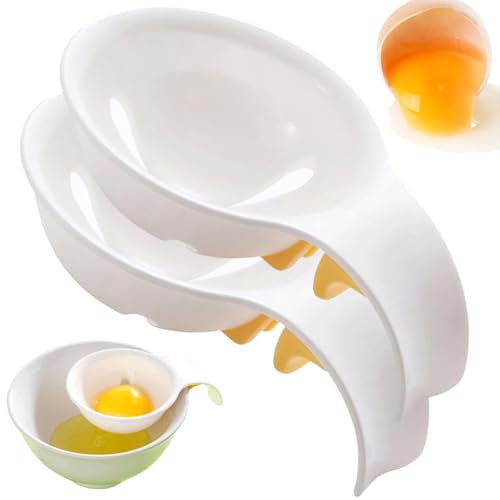 Jorzer 2Pcs Egg Separator, Plastic Egg Yolk Separator Basketball Hoop Shape White Divider with Handle, Sieve Extractor Kitchen Gadget