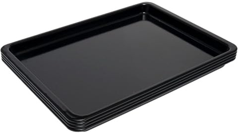 ProCook Enamel Baking Tray Set - 4 Piece, Black Carbon Steel Non Stick Oven Tin Pans, 41 x 31 x 2.5cm - Scratch Resistant Bakeware