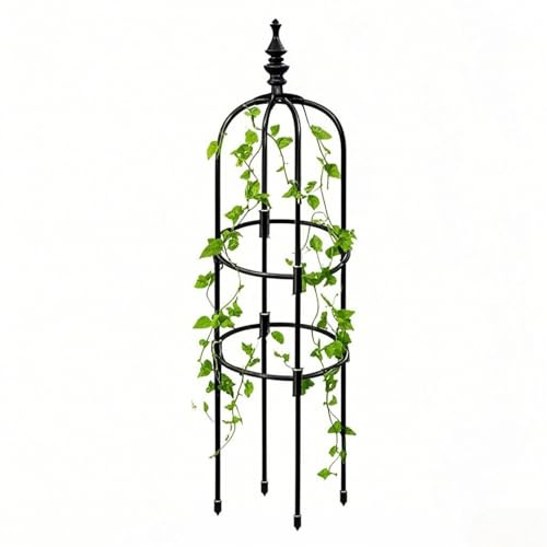 Generisch Rankhilfe Obelisk Rankturm Rankgitter für Rosen und Kletterpflanzen 60 90 120 150 180cm Rankhilfe Gurken Rankgitter Metall Ideal zur Gartengestaltung von Blumen(Black,25 x 150cm/9.8 x 59in)