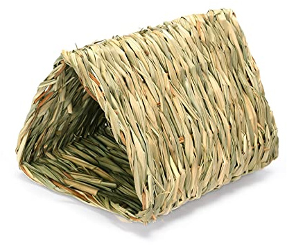 Natürliches Grashaus für leichte und bequeme Kleintier-Tunnel, Spiel, Versteck Gras, Bett, Kauspielzeug für Strohhaus
