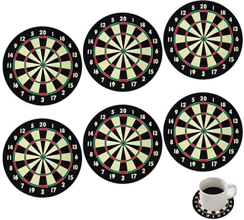 6Pcs Cork Darts Coasters, Dartboard Drinks Coaster Beer Mats Board for Coffee Mug Wine Glass Bottle, Creative Heat Resistant Non-Slip Coasters for Home Restaurant Office & Pub Bar