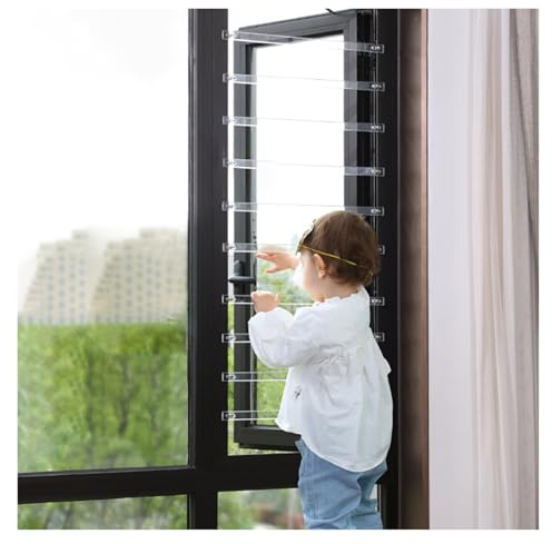Protezione per finestra regolabile per bambini, ringhiera sicura per balcone, cucina, bagno, previene le cadute