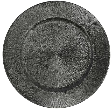 GALAXYWAY 100 PCS Black Charger Plates Bulk, 13 inch Service Plate Round Underplate PP Antique Elegant Dining Table Chargers Sets for Parties Wedding Baby Shower Dinner Table Setting Decorations