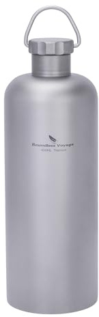 iBasingo TA1 Reintitan Wasserflasche 600ml, Einlagig, Auslaufsicher, mit Hitzeschutzhülle, Ultraleichte Outdoor Titanflasche für Radfahren, Camping, Wandern und Bergsteigen Ti3009D