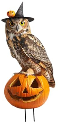 Kuntesetty Estaca de Jardín Original de Hierro Calabaza con Animal para Decoración de Césped Señal Ornamental Adecuada para Jardines Patios Halloween Pasillos, Búho