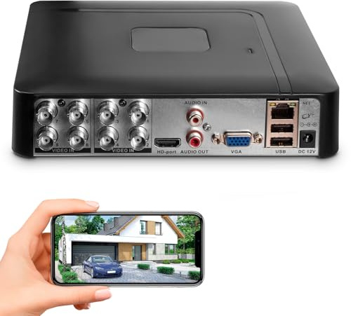 Douevo Registratore DVR di sicurezza CCTV 8CH con rilevamento umano/veicolo AI, 8 canali 1080p ibrido 5-in-1 DVR cablato per telecamera di sicurezza, supporta telecamere analogiche e IP a 8 canali