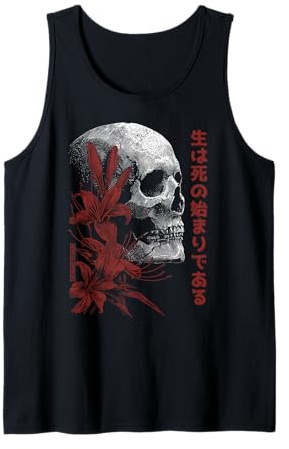 Rosso Ragno Giglio Fiore Cranio Scheletro Anime Giapponese Canotta