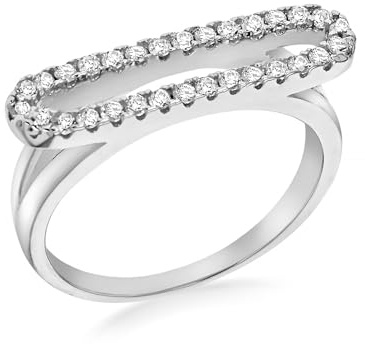 Tuscany Silver Damen-Ring Oval Outline 925 Silber rhodiniert Zirkonia weiß Rundschliff - 8.48.81
