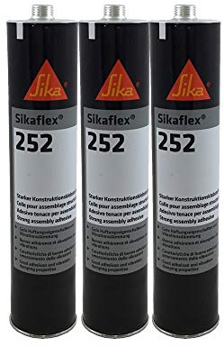 Sparset 3x Sikaflex 252 1K-PU Klebstoff Karosseriedichtmasse 300ml schwarz