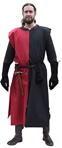 Battle-Merchant Wappenrock Eckhart einfarbig oder Mi-Parti | Mittelalter Waffenrock, wadenlang, für Reenactment, LARP & Fantasy Cosplay