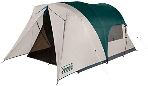 Coleman Cabin Camping Tent with Weatherproof Screen Room | 4 Person Cabin Tent with Enclosed Screened Porch, Evergreen