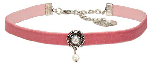 Alpenflüstern Trachten-Samt-Kropfband Helena - nostalgische Trachtenkette enganliegend, Kropfkette elastisch, Damen-Trachtenschmuck, Samtkropfband schmal in traditionellen Farben DHK266