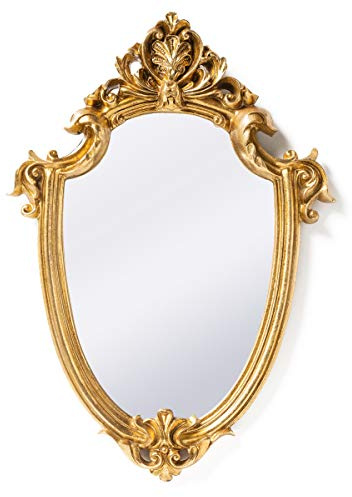 Funerom Dekorativer Wandspiegel, Vintage-Stil, 29 x 22 cm, goldfarben | Dekorativer Wandspiegel