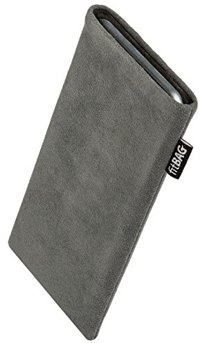 fitBAG Klassisk grå mobilväska för Apple iPhone 12 Mini/iPhone 13 Mini väska av original Alcantara med mikrofiberinnerfoder | fodral med rengöringsfunktion | Tillverkad i Tyskland