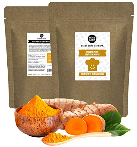 MITOBACK - Goldene Milch 1 x 100 g Pulver Mischung - Gesunde Gewürzmischung ohne Zucker - Golden Milk Latte zum Anrühren und Trinken, Yoga Gewürz Mischung mit Kurkuma, Ingwer, Zimt, Pfeffer & Kardamom