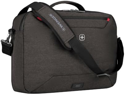 WENGER MX Commute Laptop Bag for Shoulder, Notebook up to 16 Inches, Tablet up to 10 Inches, Women Men, Business University School Travel, Heather Grey