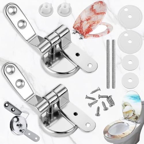Basetousual 1 jeu de Charniere Abattant, Raccords de Charnières de Siège de Toilette, Luminaires Charnières de Remplacement Parfaites pour la Plupart des Sièges de Toilette en MDF en Résine de Bois