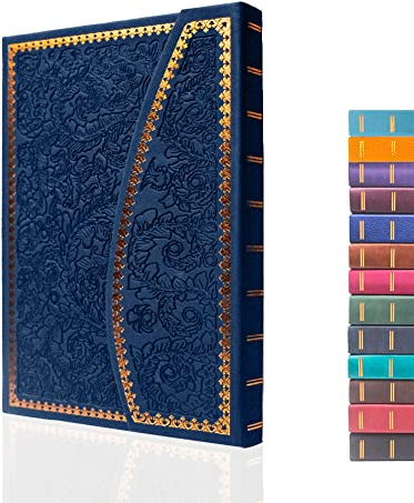 VICTORIA'S JOURNALS Magnet-Tagebuch, geschnitztes Vintage-Notizbuch aus Kunstleder, Hardcover, pers?nliches Tagebuch, linierte Seiten, Lesezeichen, 20,3 x 14,4 cm