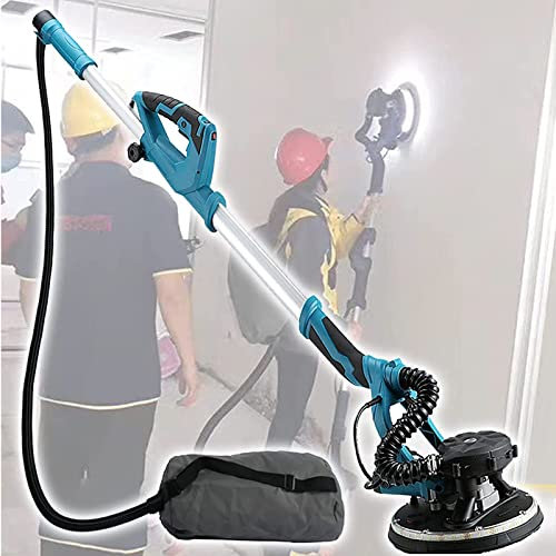 BEZAX Levigatrice per Muro,Secco Elettrica Levigatrice Lucidatrice,Pulizia Automatica,Illuminazione a LED velocità Variabili Maniglia Retrattile,con Tubo E Sacchetto per La Polvere,Sander+20SandPad
