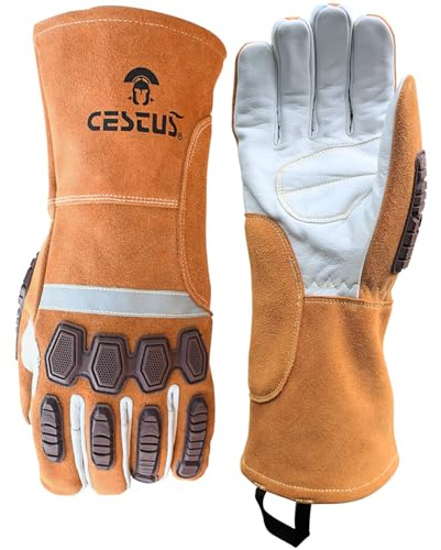 Cestus Weldtech Pro, Premium Heavy Duty Welding Gloves, MIG/TIG Welding Gloves, Cut Resistant, Gauntlet Cuff, EN388 3X43EP (Small)