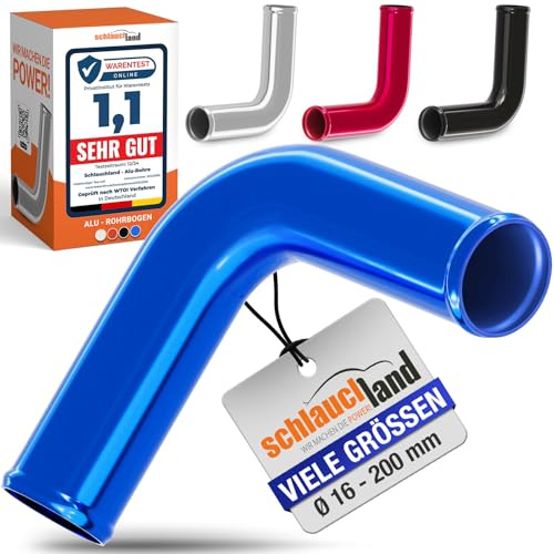 3 Stück Alu-Bogen 90°Grad AD-Ø 16mm Blau Alurohr poliert & gebördelt Alu Rohrbogen | AUSWAHL 1-10 Stück & 13-200 mm Außen-Durchmesser | Aluminium Rohr Winkel Motor KFZ LLK Bogen Turbo | PREMIUM