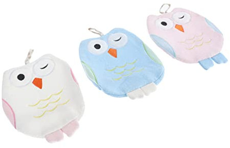 FRCOLOR 3pcs Owl Bath Gloves Bamboo Fiber Body Cleaning Gloves Cartoon Bathing Towels for Boys and Girls Bathing Accessories