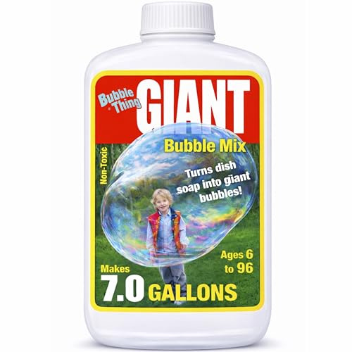 BUBBLETHING 9 - Original Giant Bubbles Mix - Blows Bubbles to 50-Feet-Long - Makes 7.0 Gallons Giant Bubble Solution - Refills All Bubble Wands - Big Easy Safe Outdoor Family Fun