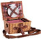 eGenuss Picknickkorb 2 Personen, Picknickkorb mit Kühlfach mit abnehmbarem Schultergurt und Picknick Zubehör - handgewebter Picknicktasche 2 Personen, Picknick Korb Geschenk - Picnic Set Rot