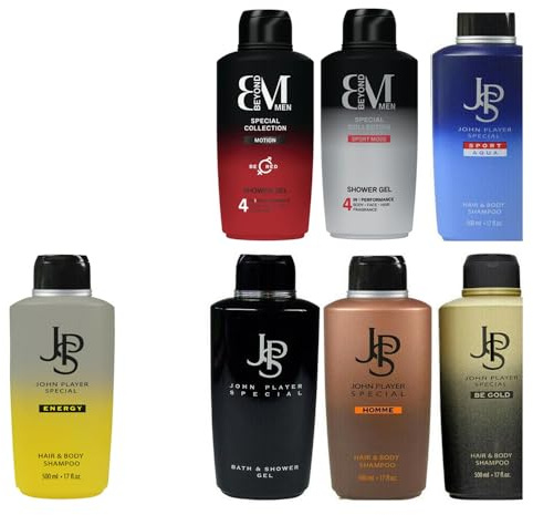 8tlg. Set: 7x500ml Beyond Men ehemals John Player Duschgel & Shampoo | Gesichtsreinigung & Parfum + 1 x Dustbag von STUDIO.MUNET