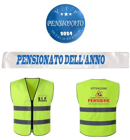 jenich (3 Pezzi) Gilet Pensione+Fascia Pensionato+Spilla Pensione Addobbi Decorazioni Regali per Festa di Pensione Uomo
