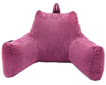Ready Steady Bed Almohada de pana para lectura y descanso en cama para niños, cojín de apoyo para la espalda con brazos de apoyo, perfecta para leer, sentarse y jugar, práctico bolsillo lateral,