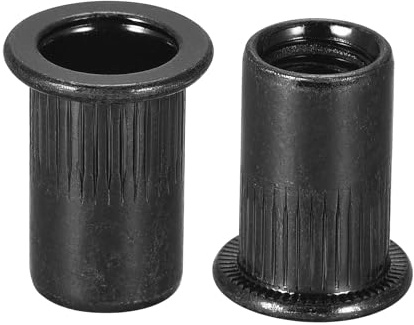 TA-VIGOR 20Pcs M8 Rivet Nuts, Carbon Steel Zinc-Plated Knurled Flat Head Threaded Insert Nut Black for Automotive Furniture
