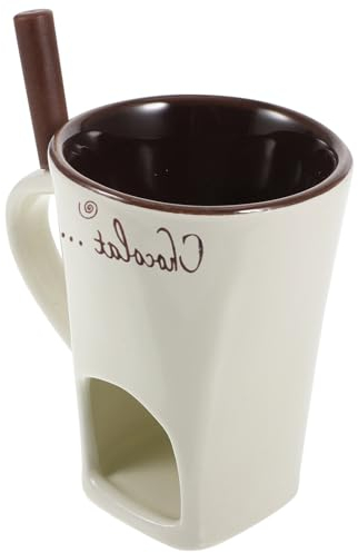 BESTonZON 1 lot de gobelets à glace, pour fondue au chocolat, chauffe-beurre, en céramique, mini tasse à fondue au fromage, chocolat, beurre, caramel, avec mini pot chaud blanc