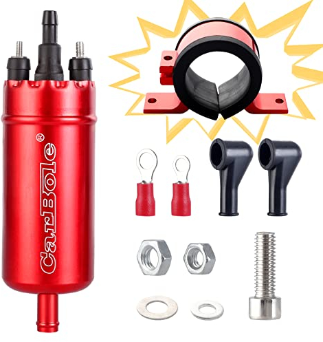 CarBole Universal Inline Extern Fuel Pump Fits 0580464070,High Pressure Petrol Pump With Shock Mount,Up to 250bhp,Engine Fuel Tank Pump