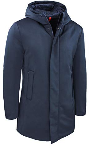 Evoga Giubbotto uomo invernale casual giacca lunga piumino Parka (4XL, Blu con bottoni)