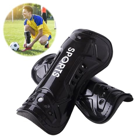 Football Shin Pads, Protective Soccer Shin Pads Kids Youth Childrens Football Guards Beginner Elite Athlete Kids Shins Pad for Children Teenagers Boys And Girls,Black (6-15 Years)
