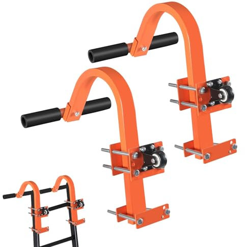 Vocpy 2 Pack Roof Ladder Hook Kit, 500 Lbs Load Capacity Heavy Duty Ladder Hooks with Wheel Extension Accessories Rubber Grip T-Bar for Damage Prevention, Easy Setup to Access Steep Roof