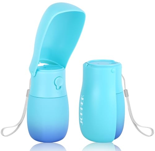 JOPHEK 300ML Bouteille d'eau pour Chien Chat, Distributeur d'eau Portable Gourde avec Bouton Lock et Filtre à Charbon Actif Convient pour Le Camping Le Randonnée
