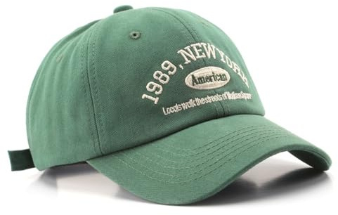 BaronHong Baseballmütze, Vintage-Stil, Denim-Baumwolle, niedriges Profil, individuell Bestickt, verstellbar, personalisierbar (grün, M)