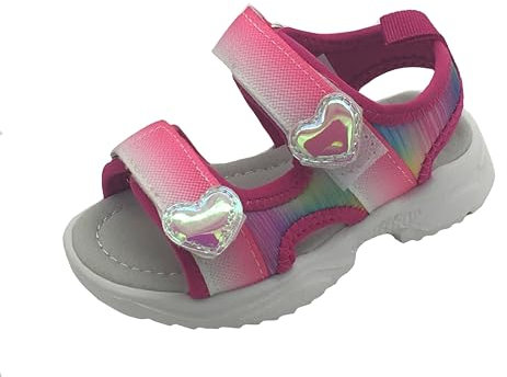 GladRags Sandali da spiaggia per ragazze e bambine, punta aperta, con chiusura a strappo e velcro, taglia 38-42, Fucsia, 25 EU