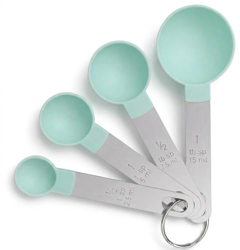 LacusMare Measuring Spoons Sets 4 Pieces with Stainless Steel Handles, Dual Measurement Units, Measuring Spoon for Dry and Liquid Ingredients Small Teaspoon Measuring Scoops, Baking Accessories