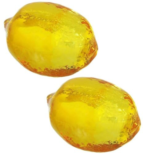 Tsffae Lot De 2 Figurines De Collection en Forme De Citron en, Presse-Papier en Verre, Figurine De Fruits, Centre De Table, Ornements, Décoration D'intérieur, Cadeau pour Noël, Anniversaire