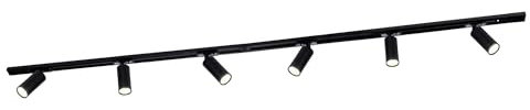 Ledvion - LED Track Lighting 2M + 6 Rail Spots (Black, Dimmable, GU10 Fitting), 1-Phase Rail Fixture, Track Lighting Fixture, Rail Spot Fixture