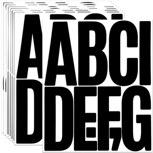 5 Inch Letters Stickers, Large Vinyl Self Adhesive Sticker,8 Sheets - Black